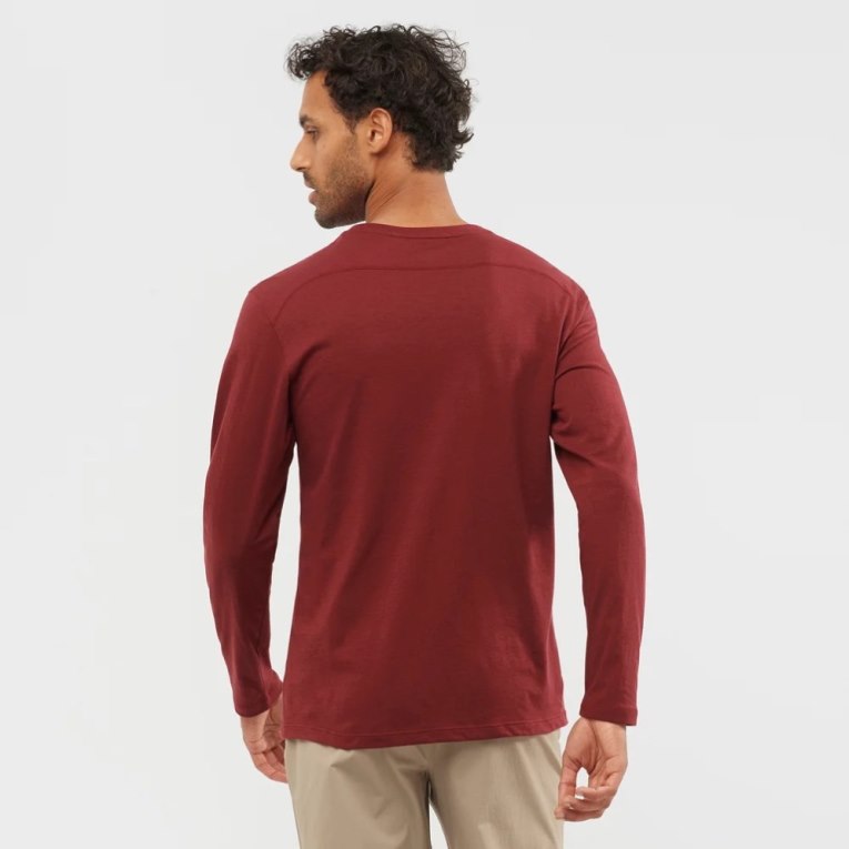 Camiseta Salomon Essential Long Sleeve Hombre Rojos | MX ZFKW403